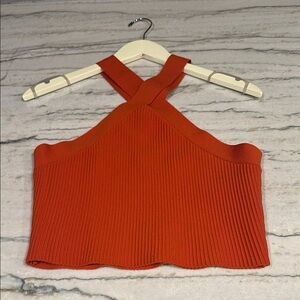 Forever 21 Orange Ribbed Sleeveless Crop Tank Top